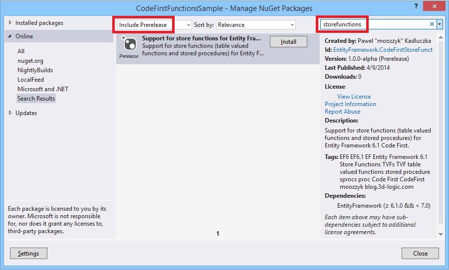 Code First Store Functions NuGet